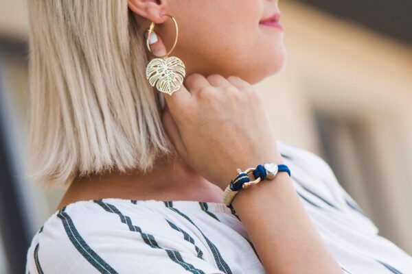 Maritimes Armband aus Segeltau, handgemacht, für Damen, mit Edelstahl Schäkel-Verschluss 3mm und Swarovski Schmuckstein CNB #7182 – Bild 5