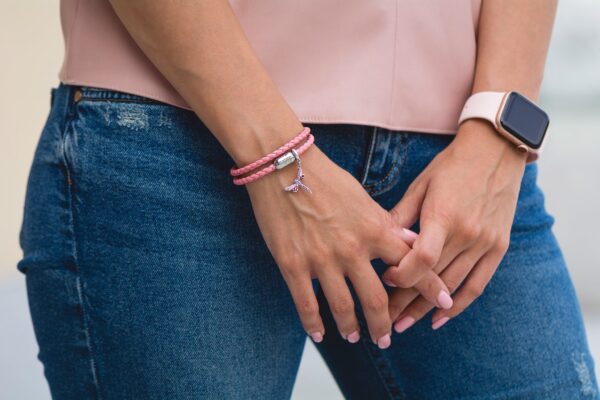 Maritimes Armband aus Leder, handgemacht, für Damen, mit Magnetverschluss aus Edelstahl und Swarovski Schmucksteine CNB #7225 – Bild 3
