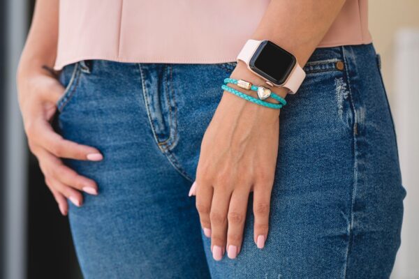 Maritimes Armband aus Leder, handgemacht, für Damen, mit Magnetverschluss aus Edelstahl und Swarovski Schmucksteine CNB #7227 – Bild 5