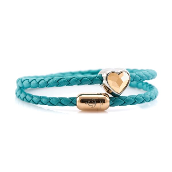 Maritimes Armband aus Leder, handgemacht, für Damen, mit Magnetverschluss aus Edelstahl und Swarovski Schmucksteine CNB #7227 – Bild 1