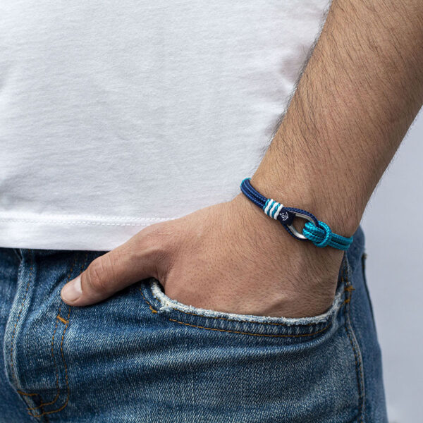 Maritimes Armband aus Segeltau, handgemacht, für Damen und Herren, mit Edelstahl Schäkel-Verschluss 3mm CNB #726 – Bild 6