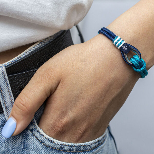 Maritimes Armband aus Segeltau, handgemacht, für Damen und Herren, mit Edelstahl Schäkel-Verschluss 3mm CNB #726 – Bild 4