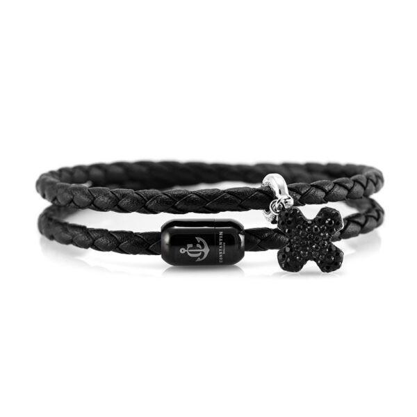 Maritimes Armband aus Leder, handgemacht, für Damen, mit Magnetverschluss aus Edelstahl und Swarovski Schmucksteine CNB #7262 – Bild 1