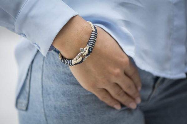 Maritimes Armband aus Segeltau, handgemacht, für Damen und Herren, mit Edelstahl Schäkel-Verschluss 3mm CNB#839 – Bild 5
