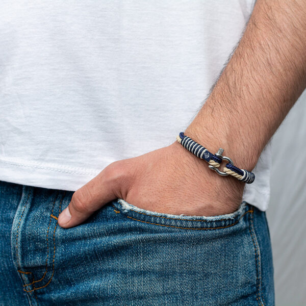 Maritimes Armband aus Segeltau, handgemacht, für Damen und Herren, mit Edelstahl Schäkel-Verschluss 3mm CNB#839 – Bild 6