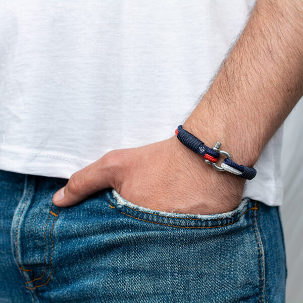 Maritimes Armband aus Segeltau, handgemacht, für Damen und Herren, mit Edelstahl Schäkel-Verschluss 3mm CNB #861 – Bild 6