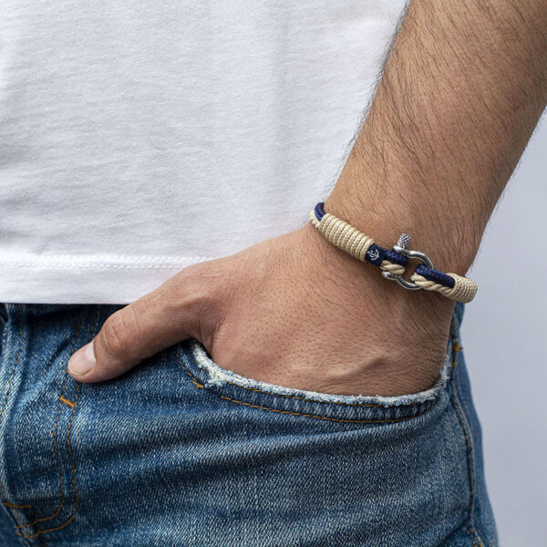 Maritimes Armband aus Segeltau, handgemacht, für Damen und Herren, mit Edelstahl Schäkel-Verschluss 3mm CNB #863 – Bild 4