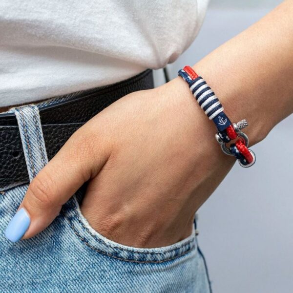 Maritimes Armband aus Segeltau, handgemacht, für Damen und Herren, mit Edelstahl Schäkel-Verschluss 3mm CNB #866 – Bild 5