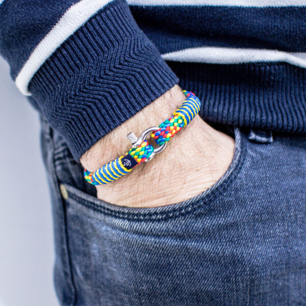 Maritimes Armband aus Segeltau, handgemacht, für Damen und Herren, mit Edelstahl Schäkel-Verschluss 3mm CNB #887 – Bild 3