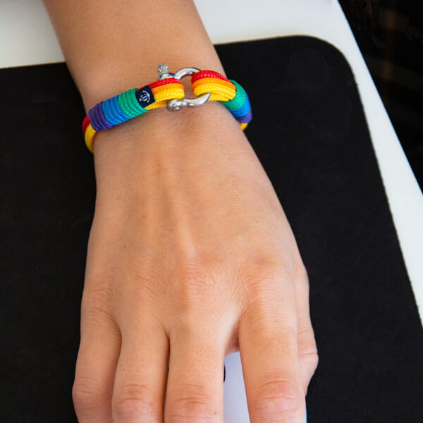 Maritimes Armband aus Segeltau - Pride, handgemacht, für Damen und Herren, mit Edelstahl Schäkel-Verschluss 3mm CNB #0812 – Bild 3