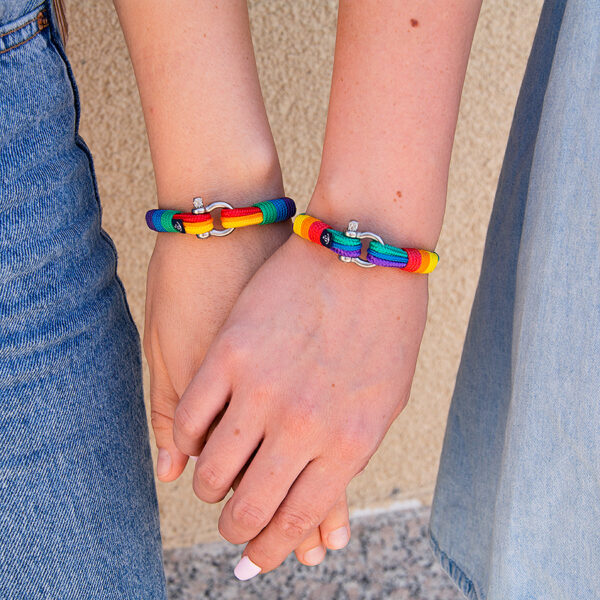 Maritimes Armband aus Segeltau - Pride, handgemacht, für Damen und Herren, mit Edelstahl Schäkel-Verschluss 3mm CNB #0813 – Bild 5