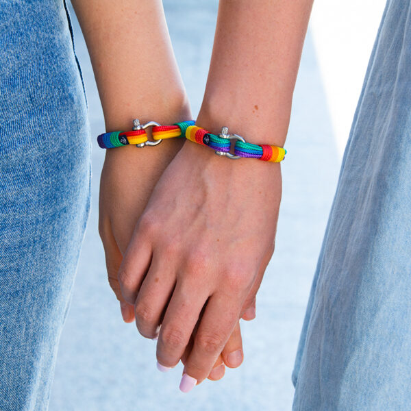 Maritimes Armband aus Segeltau - Pride, handgemacht, für Damen und Herren, mit Edelstahl Schäkel-Verschluss 3mm CNB #0812 – Bild 4