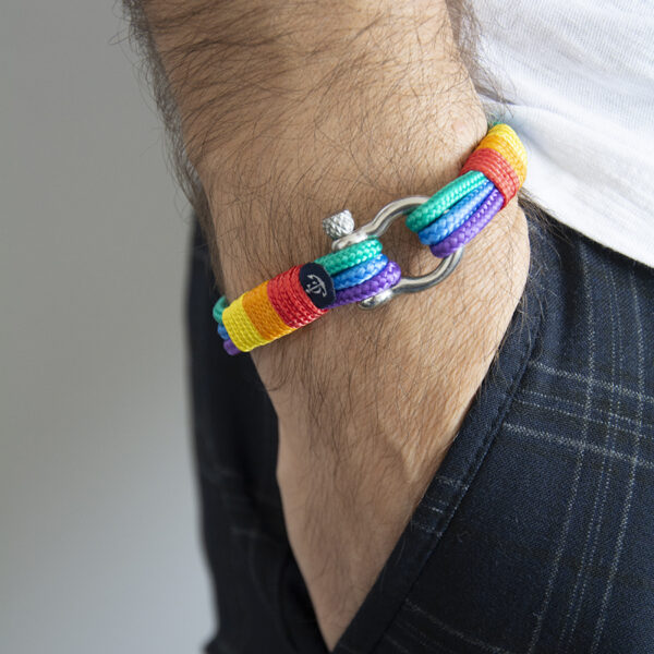 Maritimes Armband aus Segeltau - Pride, handgemacht, für Damen und Herren, mit Edelstahl Schäkel-Verschluss 4mm CNB #5152 – Bild 4