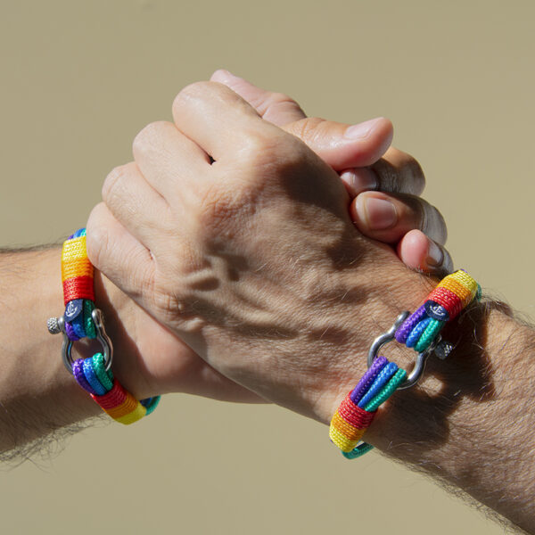 Maritimes Armband aus Segeltau - Pride, handgemacht, für Damen und Herren, mit Edelstahl Schäkel-Verschluss 4mm CNB #5152 – Bild 3