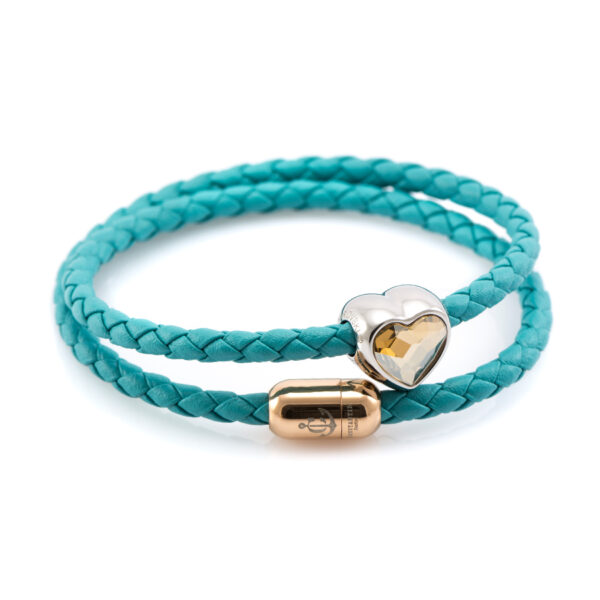 Maritimes Armband aus Leder, handgemacht, für Damen, mit Magnetverschluss aus Edelstahl und Swarovski Schmucksteine CNB #7227 – Bild 3