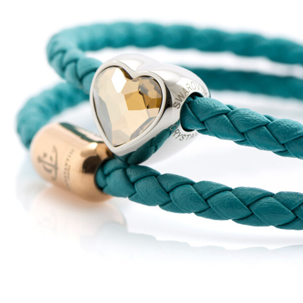 Maritimes Armband aus Leder, handgemacht, für Damen, mit Magnetverschluss aus Edelstahl und Swarovski Schmucksteine CNB #7227 – Bild 2