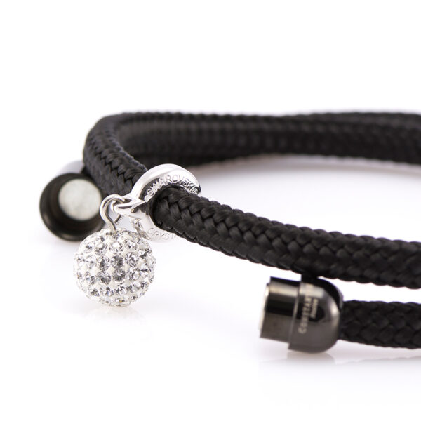 Maritimes Armband aus Segeltau, handgemacht, für Damen, mit Edelstahl Magnetverschluss und Swarovski Schmuckstein CNB#7164 – Bild 2