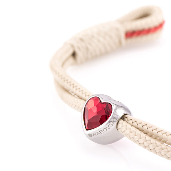 Maritimes Armband aus Segeltau, handgemacht, für Damen, mit Edelstahl Schäkel-Verschluss 3mm und Swarovski Schmuckstein CNB #7107 – Bild 3