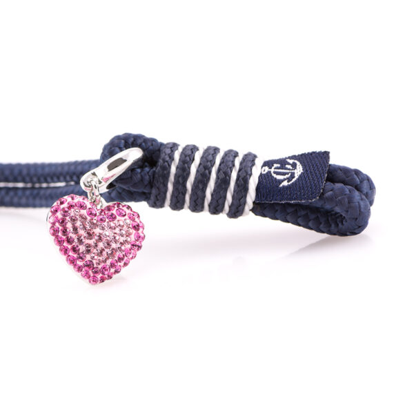 Maritimes Armband aus Segeltau, handgemacht, für Damen, mit Edelstahl Schäkel-Verschluss 3mm und Swarovski Schmuckstein CNB #7117 – Bild 2