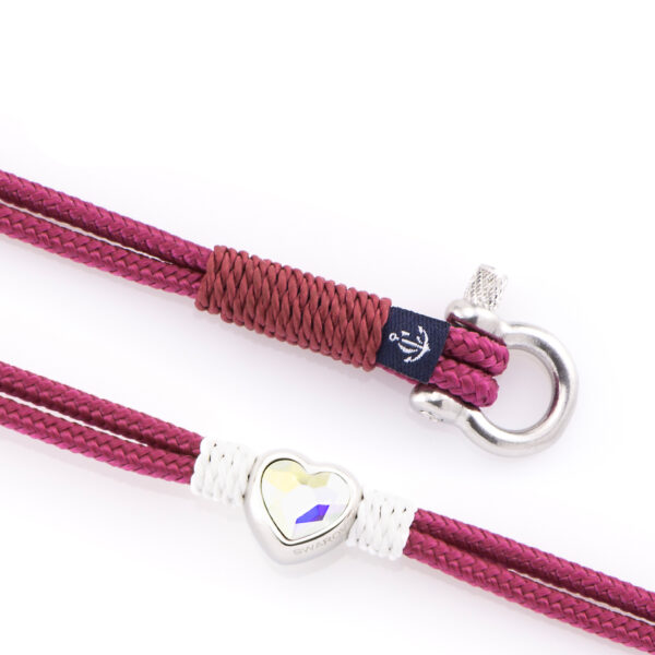 Maritimes Armband aus Segeltau, handgemacht, für Damen, mit Edelstahl Schäkel-Verschluss 3mm und Swarovski Schmuckstein CNB #7135 – Bild 3
