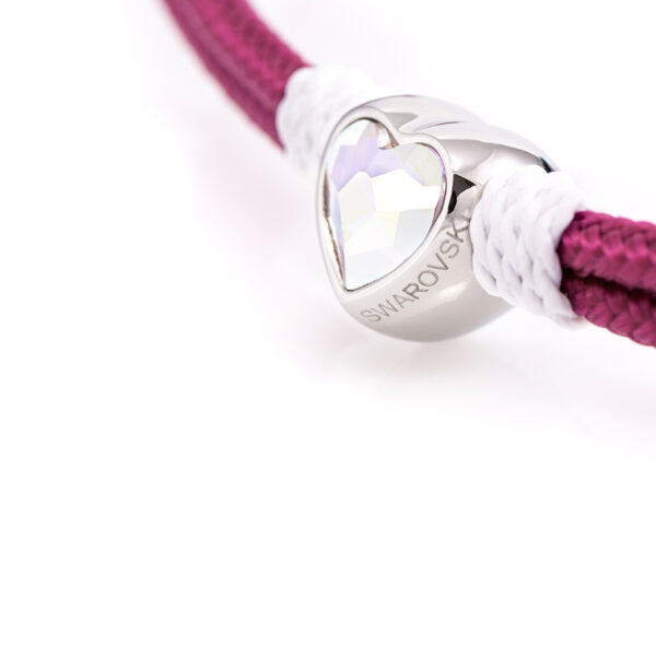 Maritimes Armband aus Segeltau, handgemacht, für Damen, mit Edelstahl Schäkel-Verschluss 3mm und Swarovski Schmuckstein CNB #7135 – Bild 2