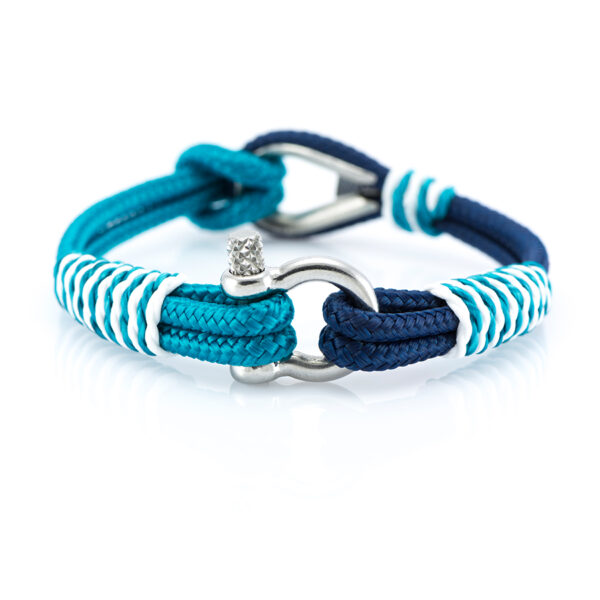 Maritimes Armband aus Segeltau, handgemacht, für Damen und Herren, mit Edelstahl Schäkel-Verschluss 3mm CNB #726 – Bild 2