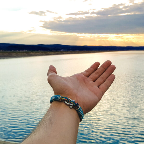 Maritimes Armband aus Segeltau, handgemacht, für Damen und Herren, mit Edelstahl Schäkel-Verschluss 3mm CNB #819 – Bild 6