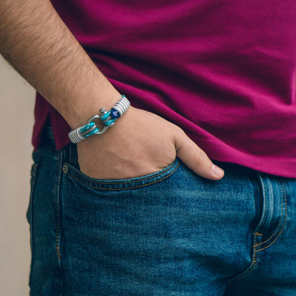 Maritimes Armband aus Segeltau, handgemacht, für Damen und Herren, mit Edelstahl Schäkel-Verschluss 4mm CNB #3030 – Bild 3