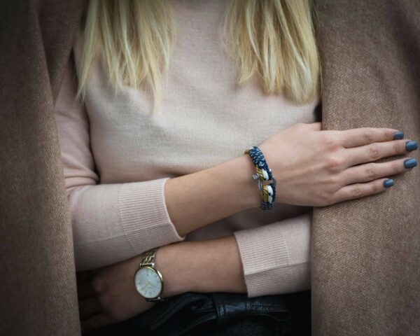 Maritimes Armband aus Segeltau, handgemacht, für Damen und Herren, mit Edelstahl Schäkel-Verschluss 4mm CNB #4036 – Bild 6