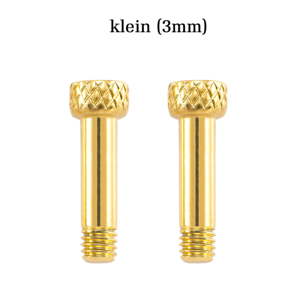 2x kleine goldfarbene Schrauben aus Edelstahl, 3 mm – passend für alle Armbänder mit 3 mm Verschluss (Gold Pin) – Bild 1