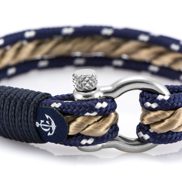Maritimes Armband aus Segeltau, handgemacht, für Herren und Damen, mit Edelstahl Schäkel-Verschluss 4mm CNB #5068 – Bild 2