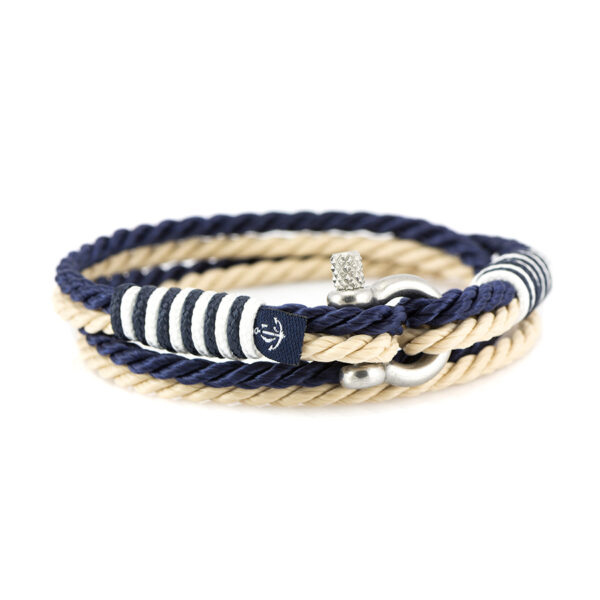 Maritimes Armband aus Segeltau, handgemacht, für Herren, mit Edelstahl Schäkel-Verschluss 3mm CNB#9049 – Bild 1