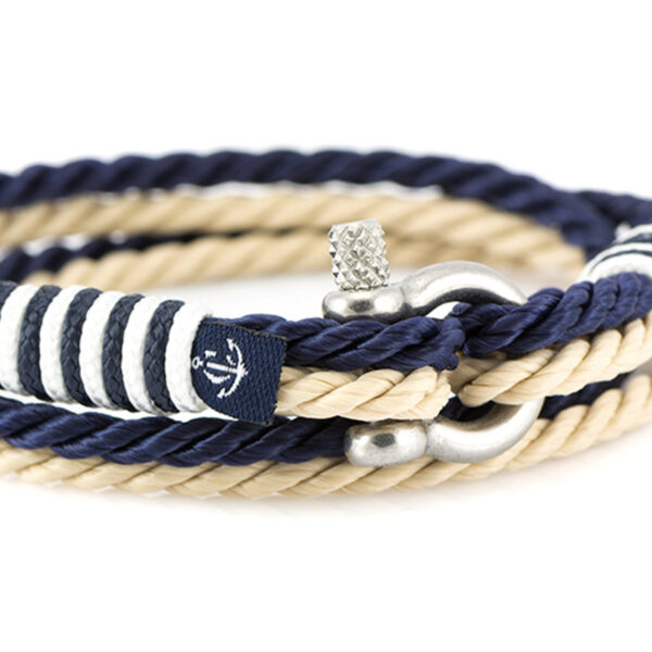 Maritimes Armband aus Segeltau, handgemacht, für Herren, mit Edelstahl Schäkel-Verschluss 3mm CNB#9049 – Bild 2